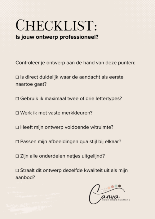 Checklist voor een professioneel ontwerp